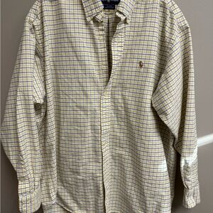 Ralph Lauren Yellow and Blue Plaid Men's Shirt large Blake button up